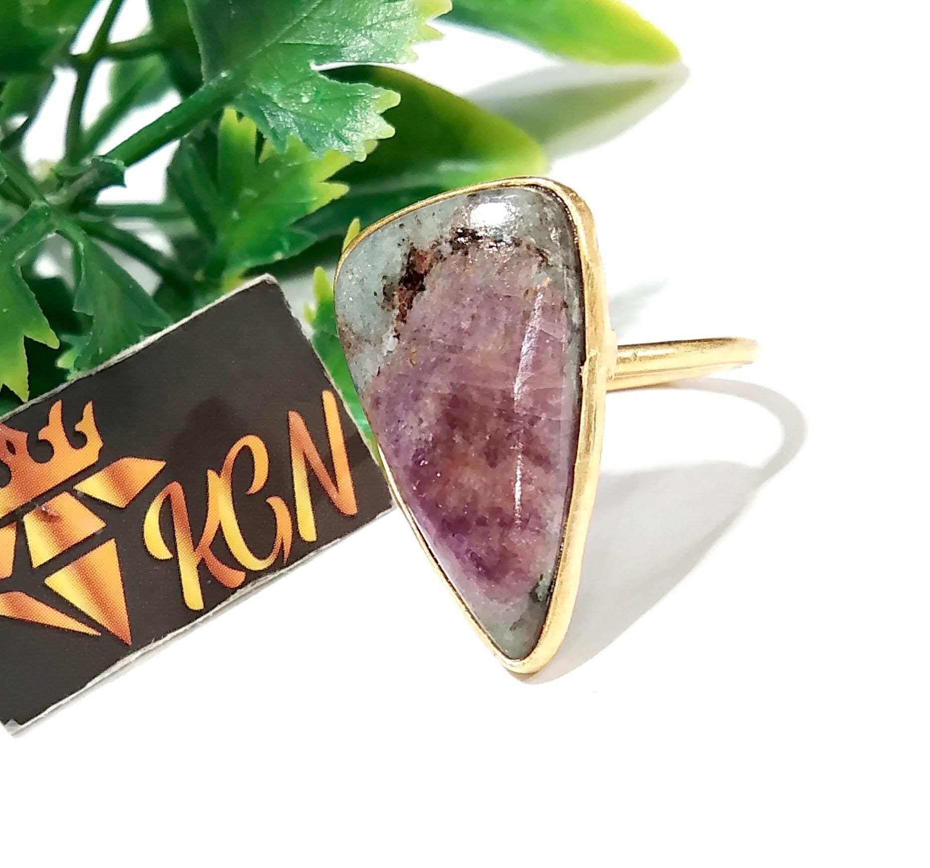 Ruby Zoisite Ring, 925 Starling Silver Gold Plated Ring, Beautiful Ruby Zoisite Stone Size 24x14mm Handmade Ring Gift Mother’s day Ring
